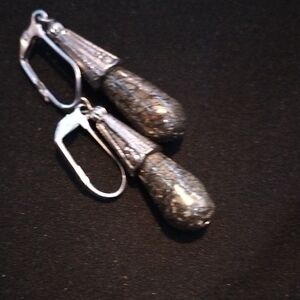 Elegant Silver and Black Drop Earrings